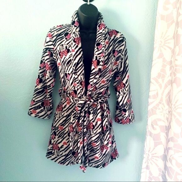 Disney Minnie Mouse Fuzzy Robe Size M/M 7/8 - Picture 2 of 12